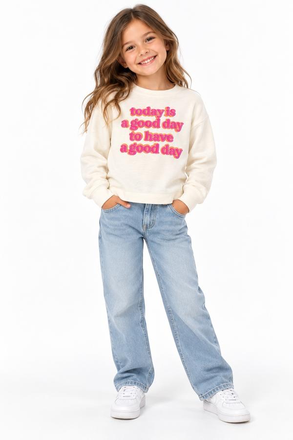 Girls’ Ivory “Today Is a Good Day” Sweatshirt, photo 2