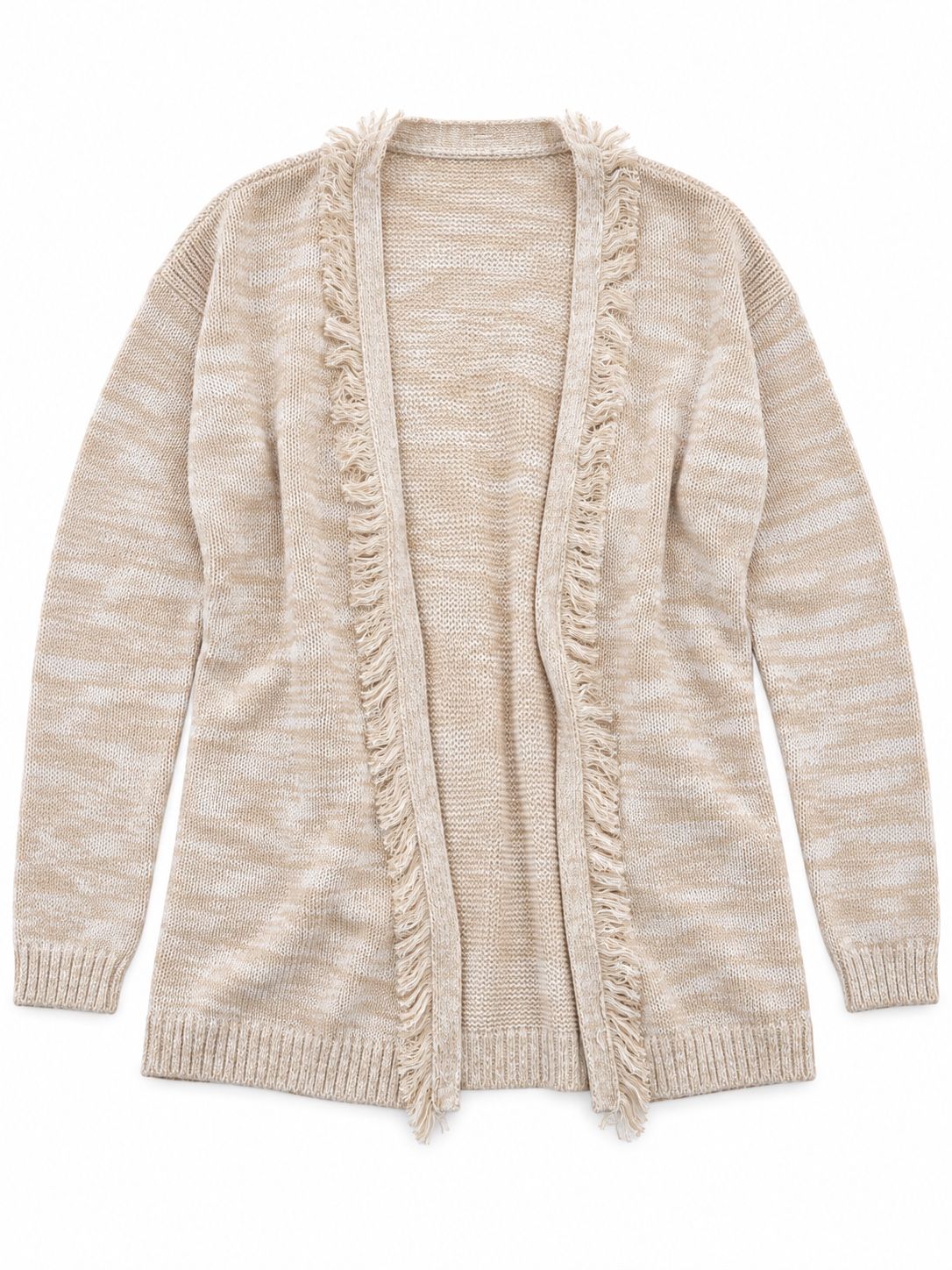 Cat & Jack Girls’ Ivory Marled Fringe Knit Cardigan