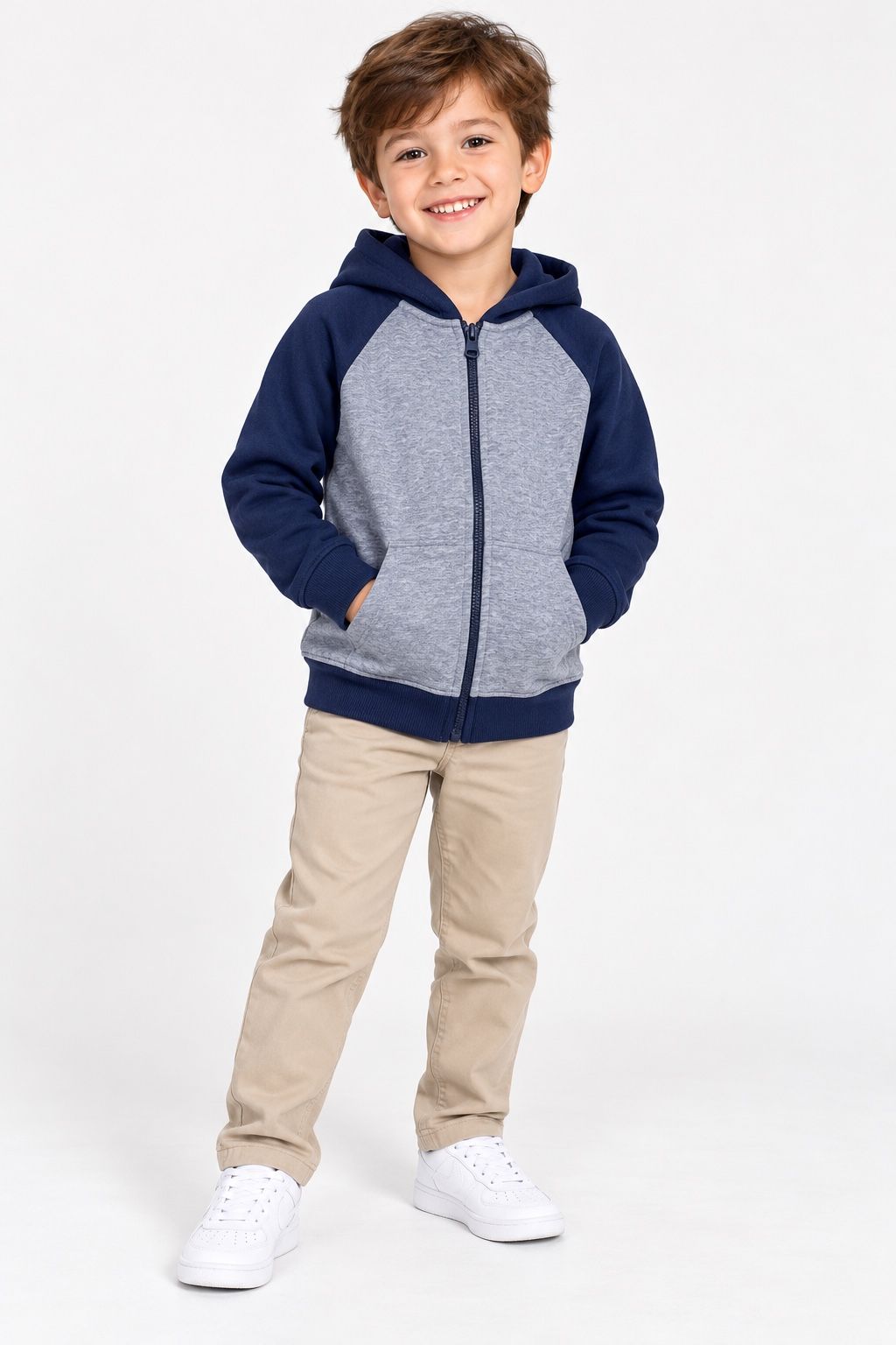 Cat & Jack Boys’ Navy and Gray Zip-Up Hoodie, photo 2