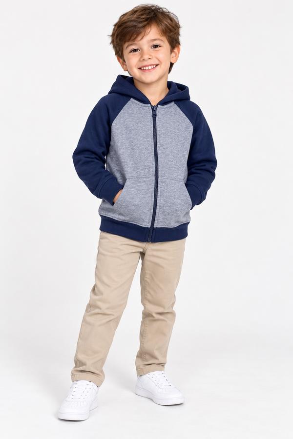 Cat & Jack Boys’ Navy and Gray Zip-Up Hoodie, photo 2