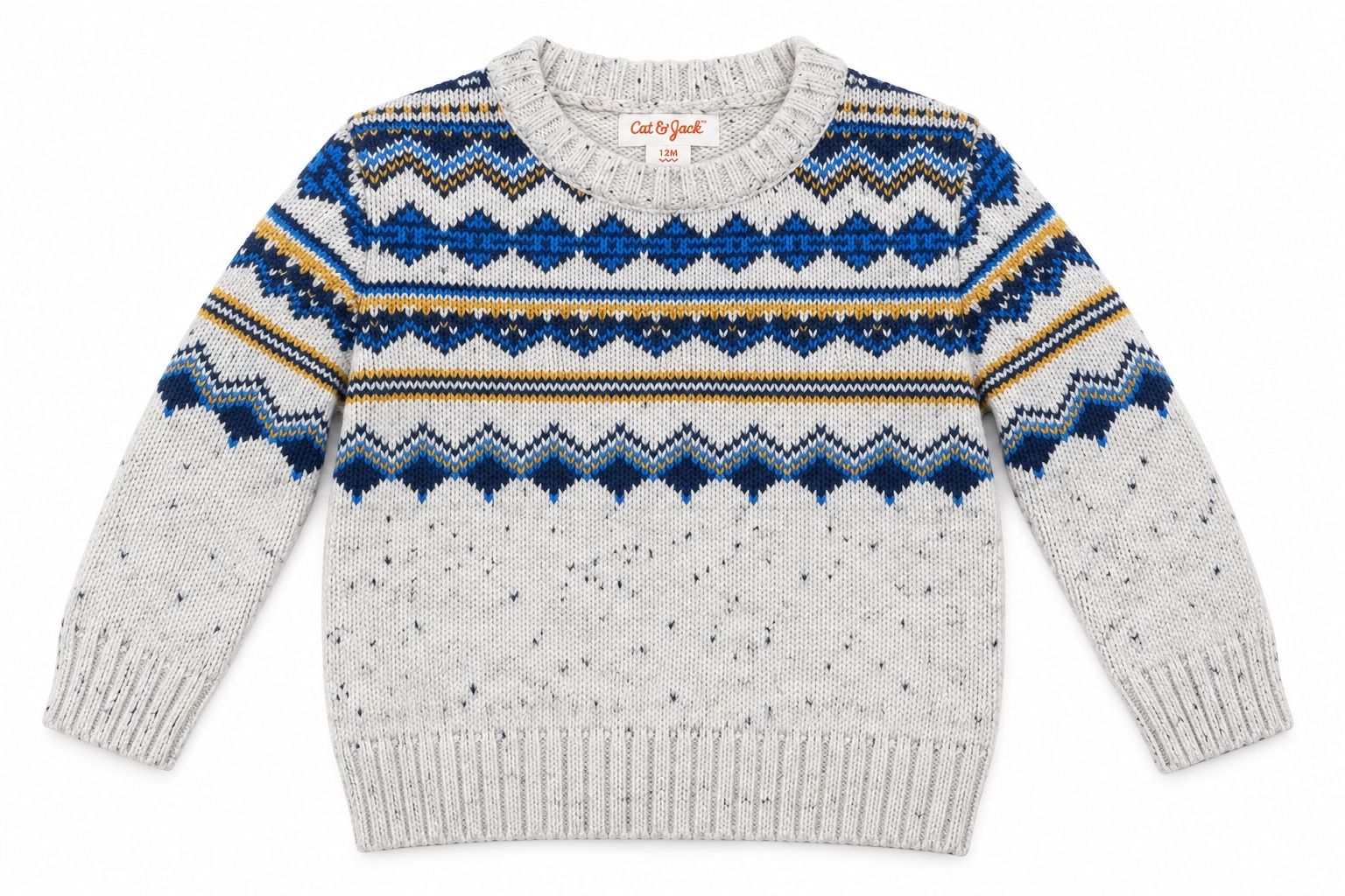 Cat & Jack Baby Boy Heather Gray Fair Isle Sweater