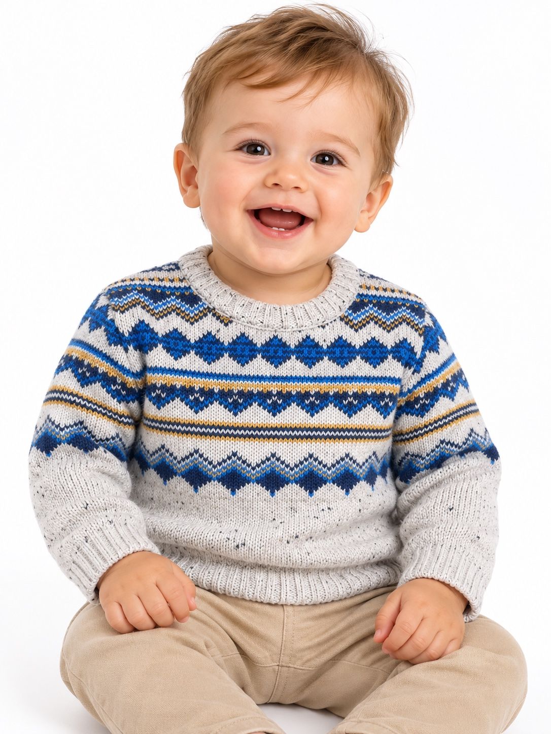 Cat & Jack Baby Boy Heather Gray Fair Isle Sweater, photo 2