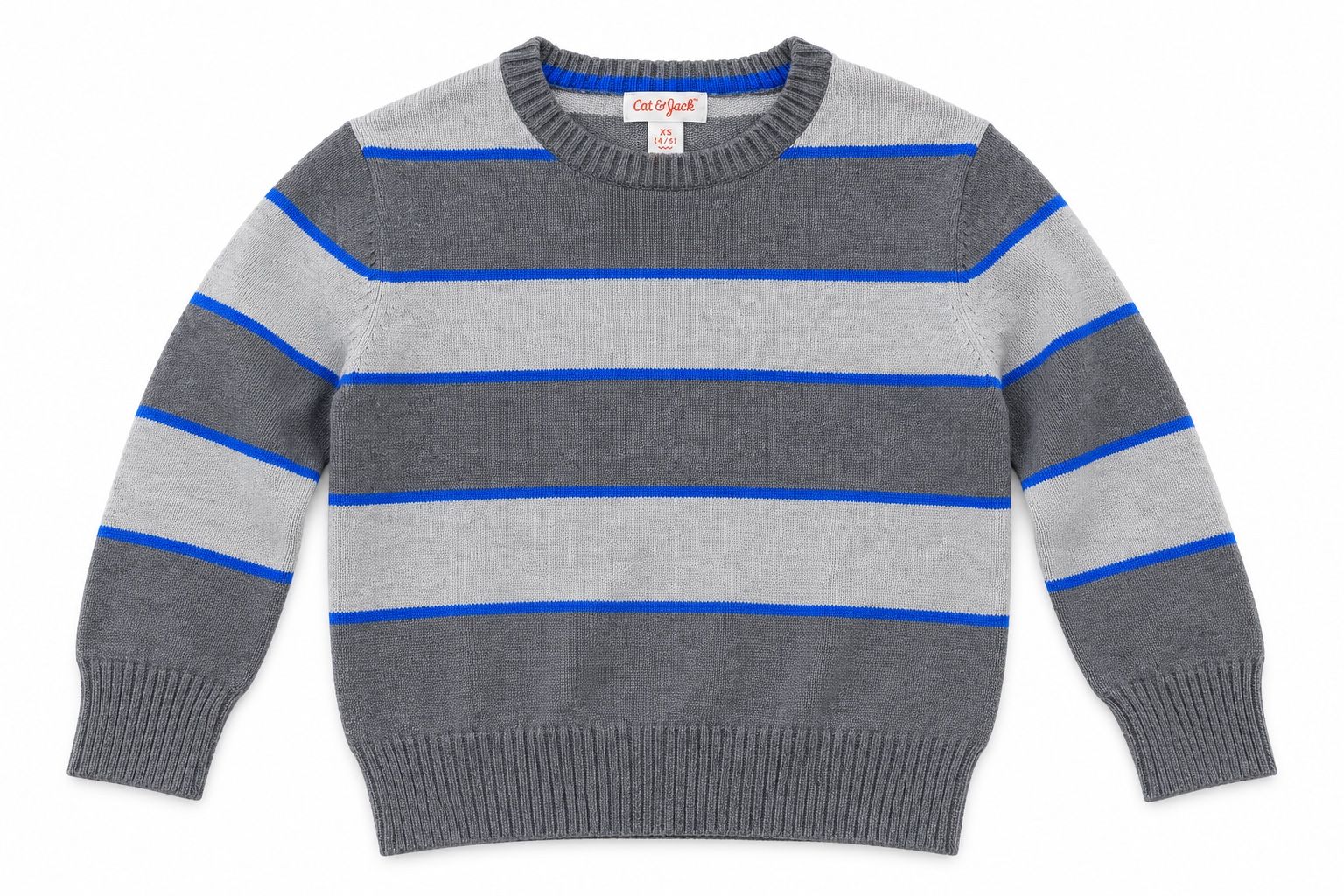 Cozy long-sleeve knit sweater featuring a classic red and navy buffalo check pattern, a crew neckline, and ribbed cuffs and hem