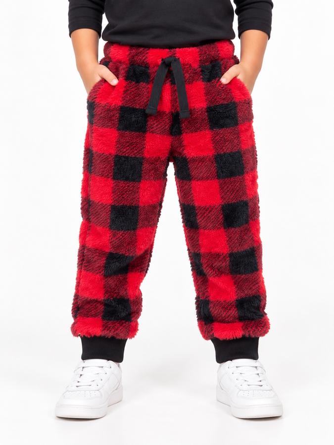 Cat & Jack Boys’ Red and Black Plaid Fleece Jogger Pants, photo 2