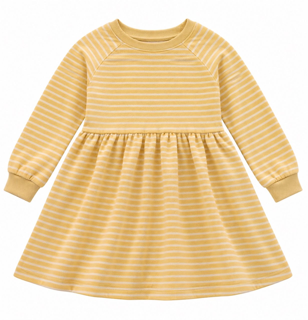 Cat & Jack Girls’ Mustard Yellow & Cream Striped Dress