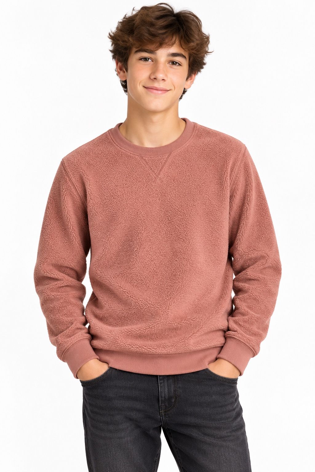 Cat & Jack Dusty Rose Plush Fleece Sweatshirt, photo 2