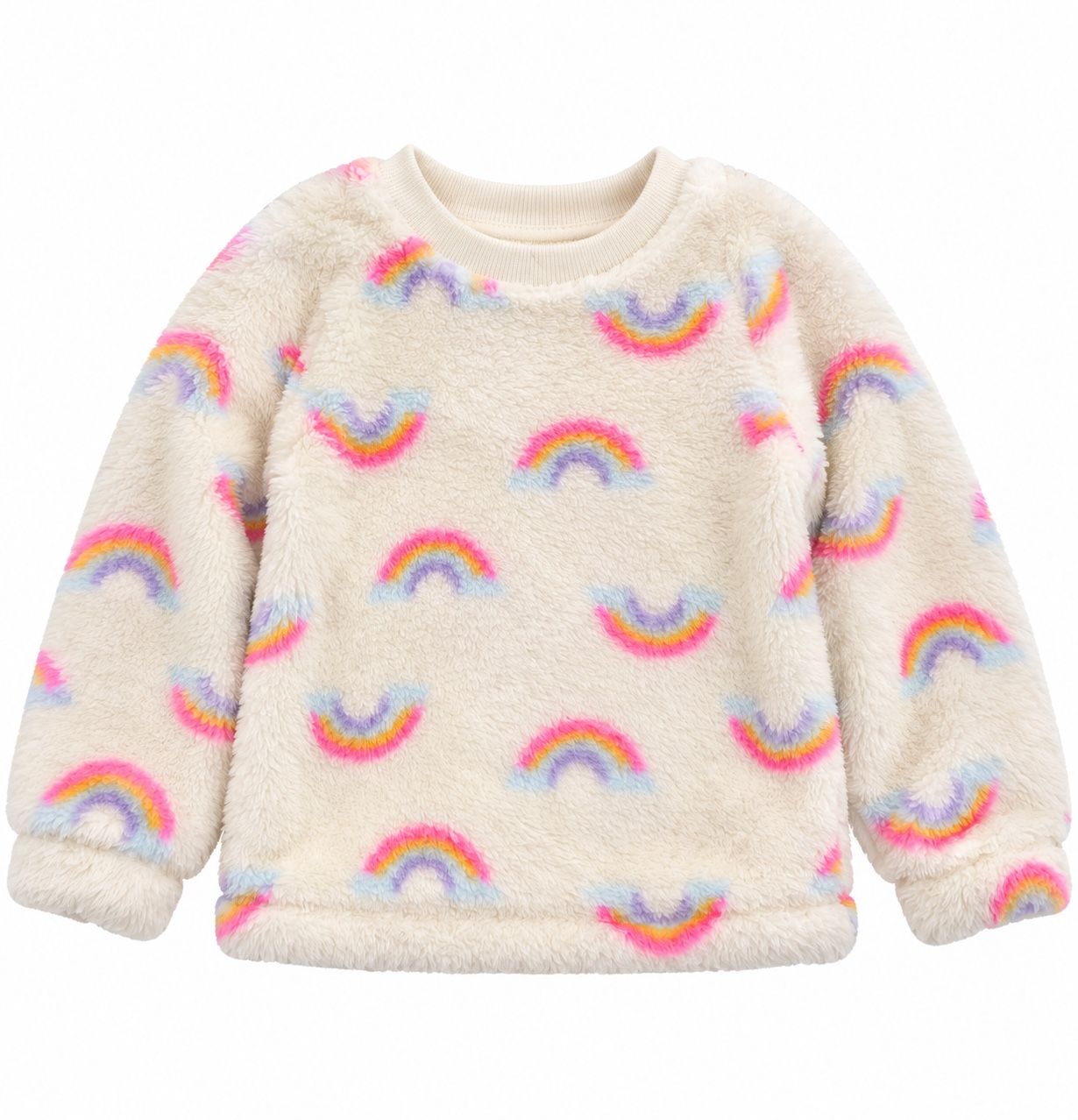 Cat & Jack Girls’ Ivory Rainbow Fleece Pullover