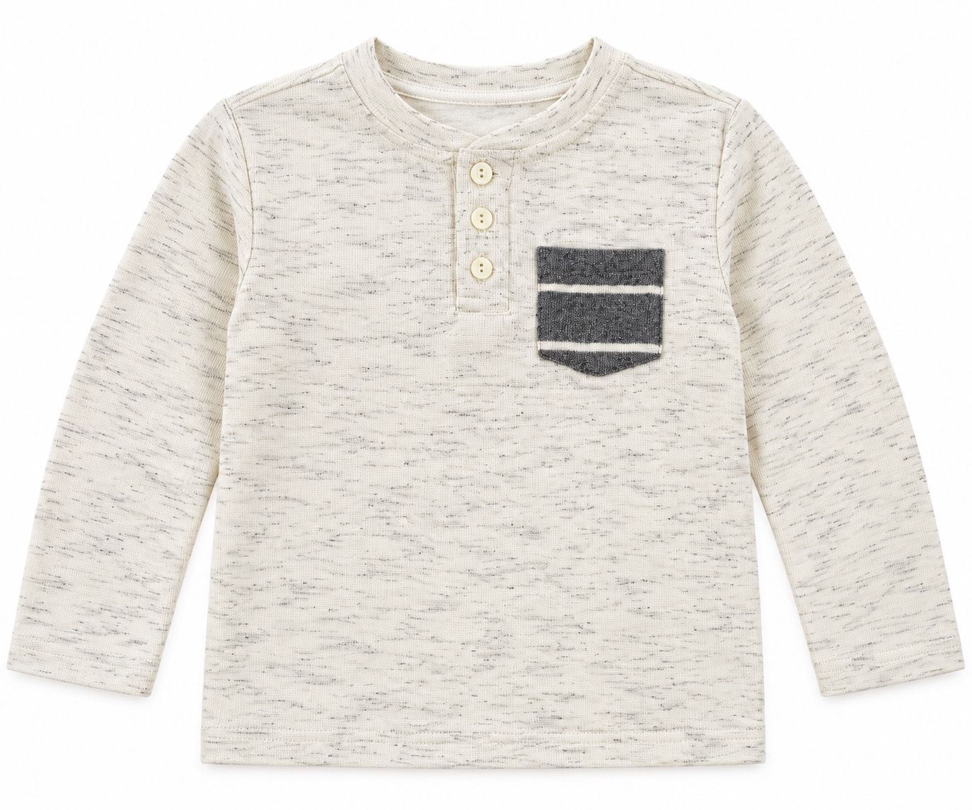 Cat & Jack Boys’ Ivory Marled Henley Shirt
