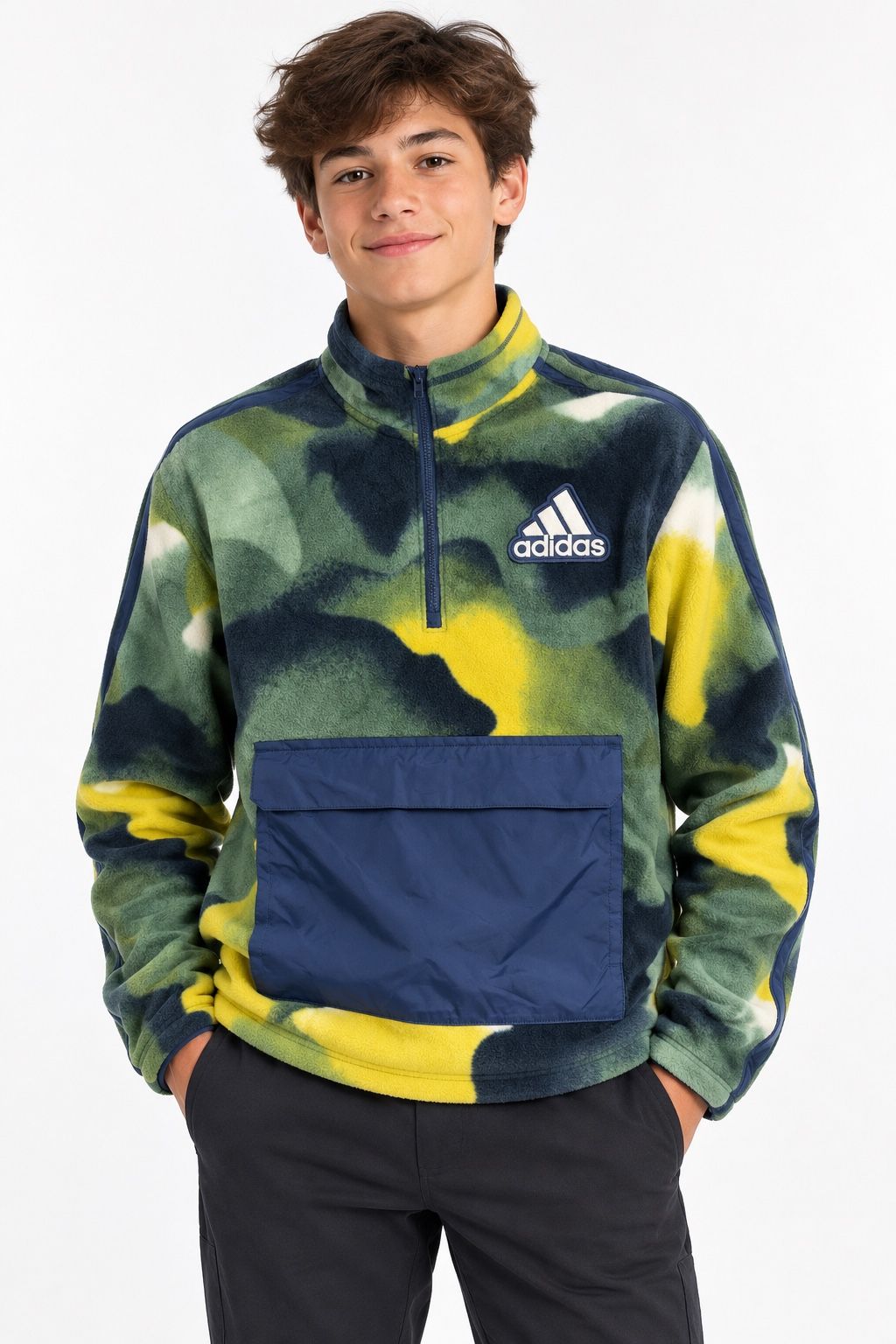 Adidas Boys’ Camouflage Fleece Quarter-Zip Pullover, photo 2