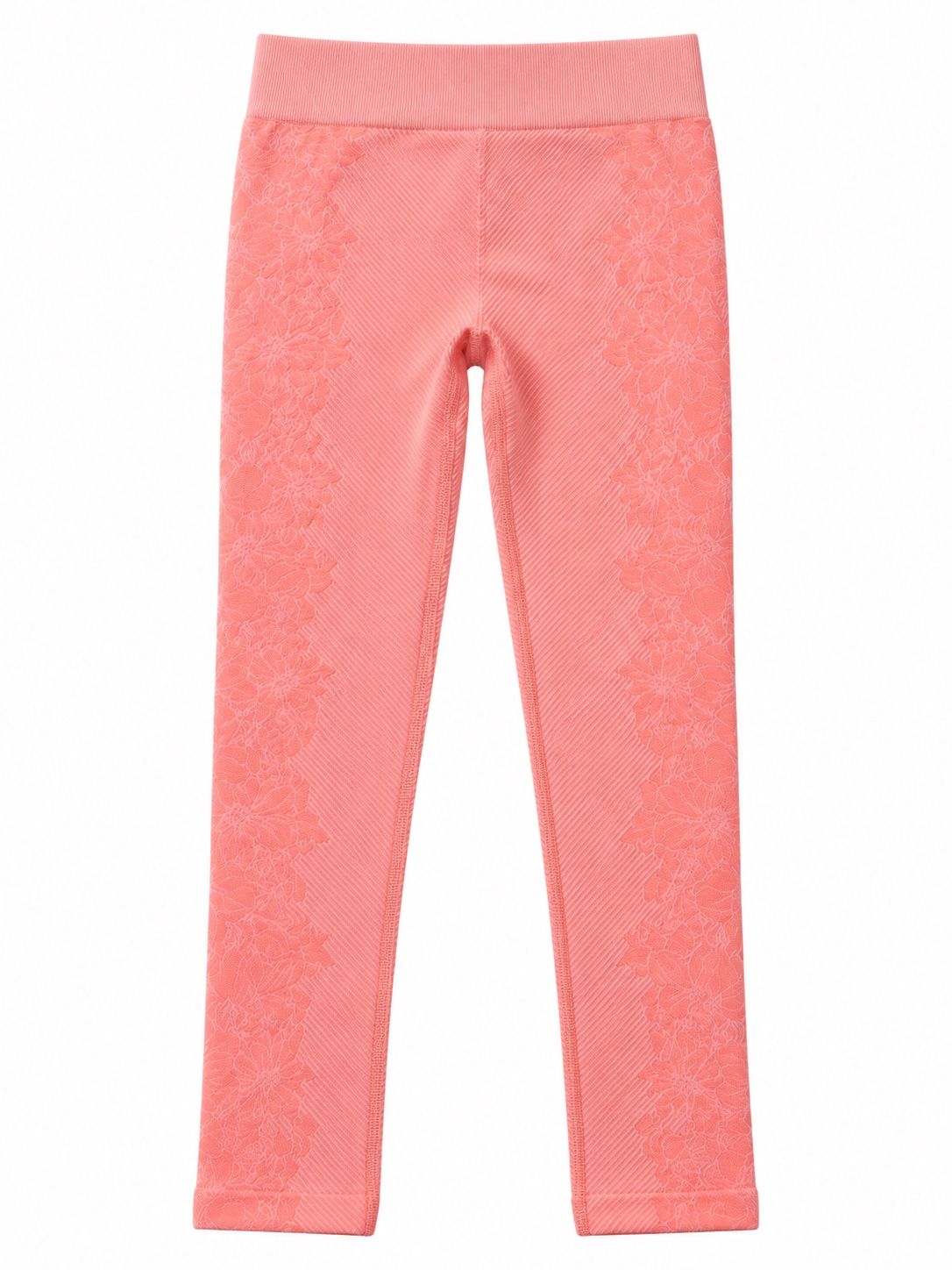 All in Motion Girls’ Coral Pink Floral-Panel Leggings