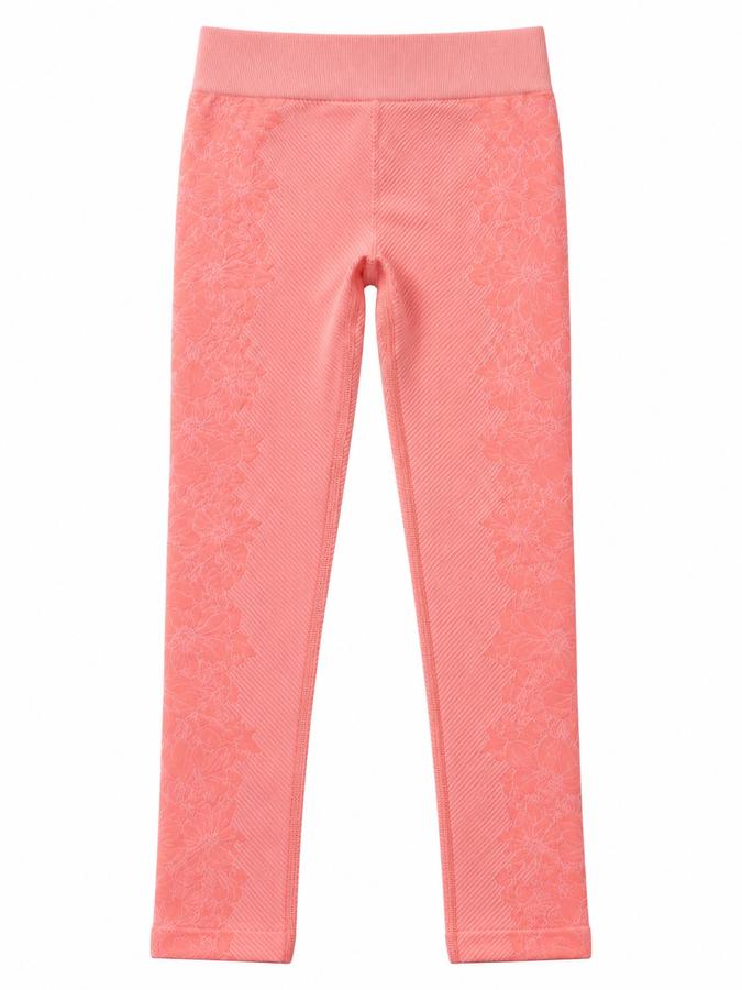 All in Motion Girls’ Coral Pink Floral-Panel Leggings
