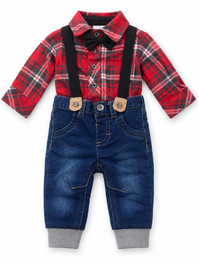 Cat & Jack Baby Boy 3-Piece Plaid Shirt and Denim Outfit