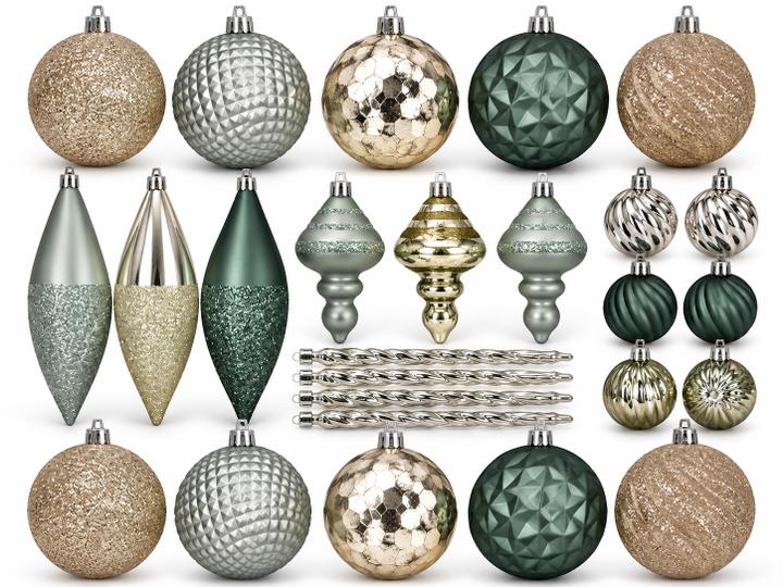40-Piece Shatter-Resistant Christmas Ornament Set