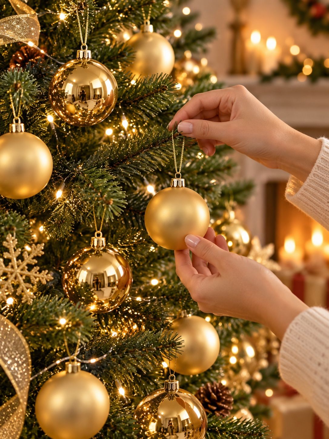 Champagne Gold Christmas Baubles Set, photo 2