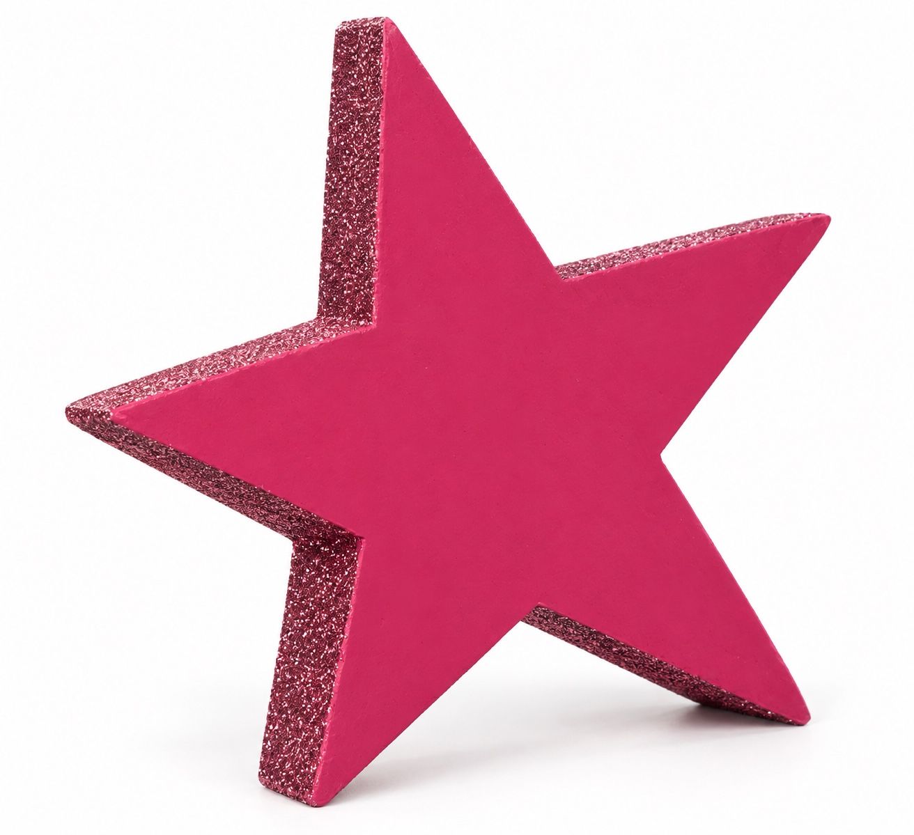 Handmade Pink Glitter Wooden Christmas Star