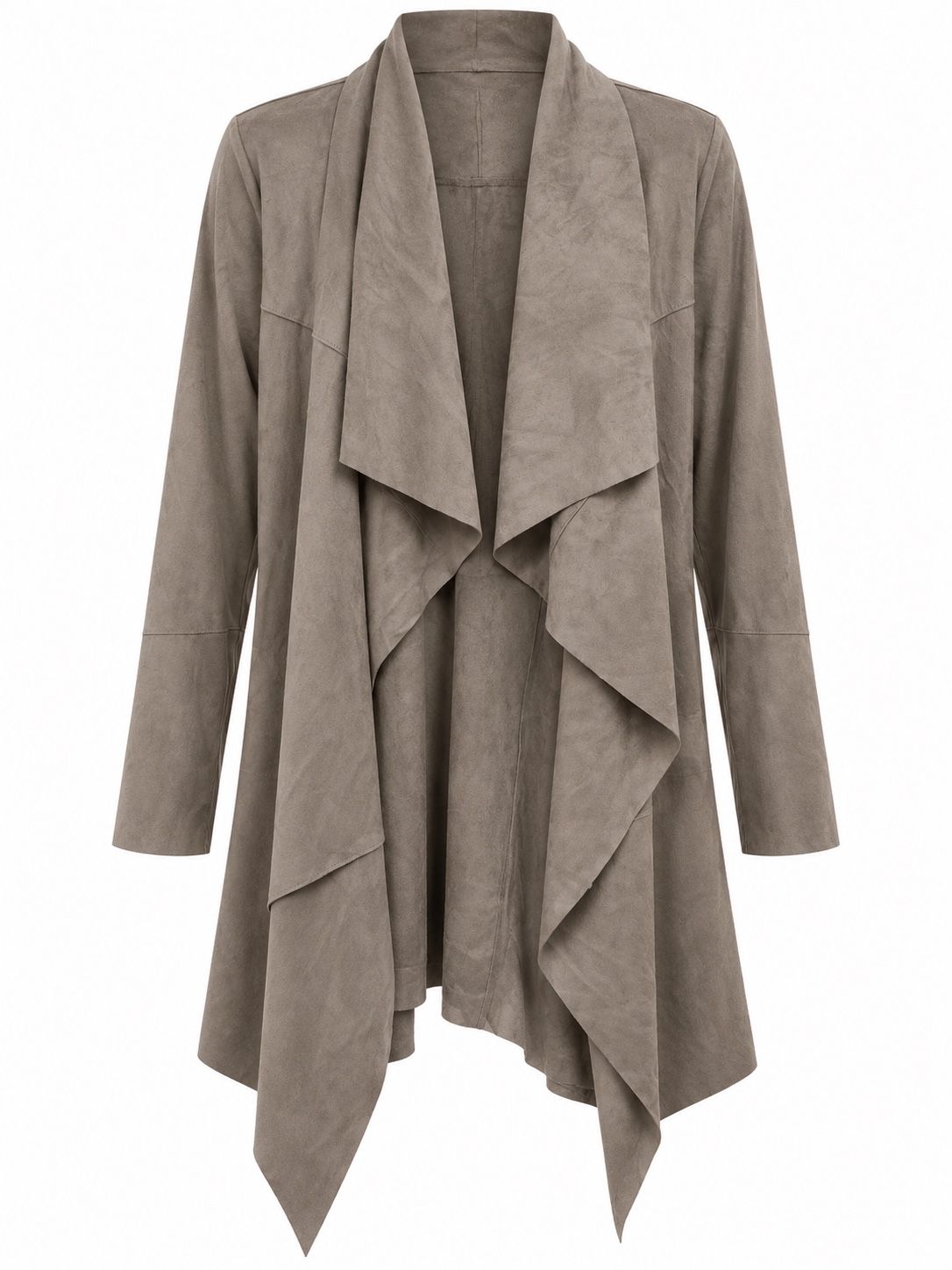 ONLY Taupe Suede-Look Waterfall Coat