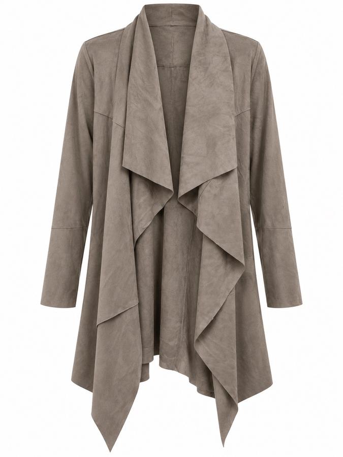 ONLY Taupe Suede-Look Waterfall Coat