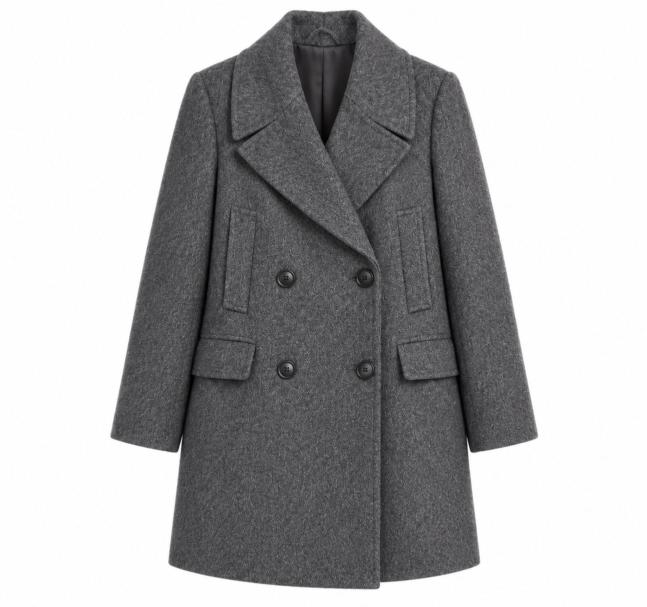 H&M Charcoal Gray Long Double-Breasted Coat