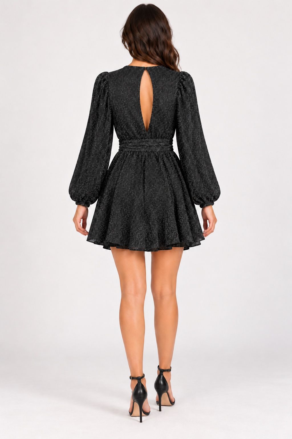 Black Shimmer Wrap Dress with Belt, photo 3