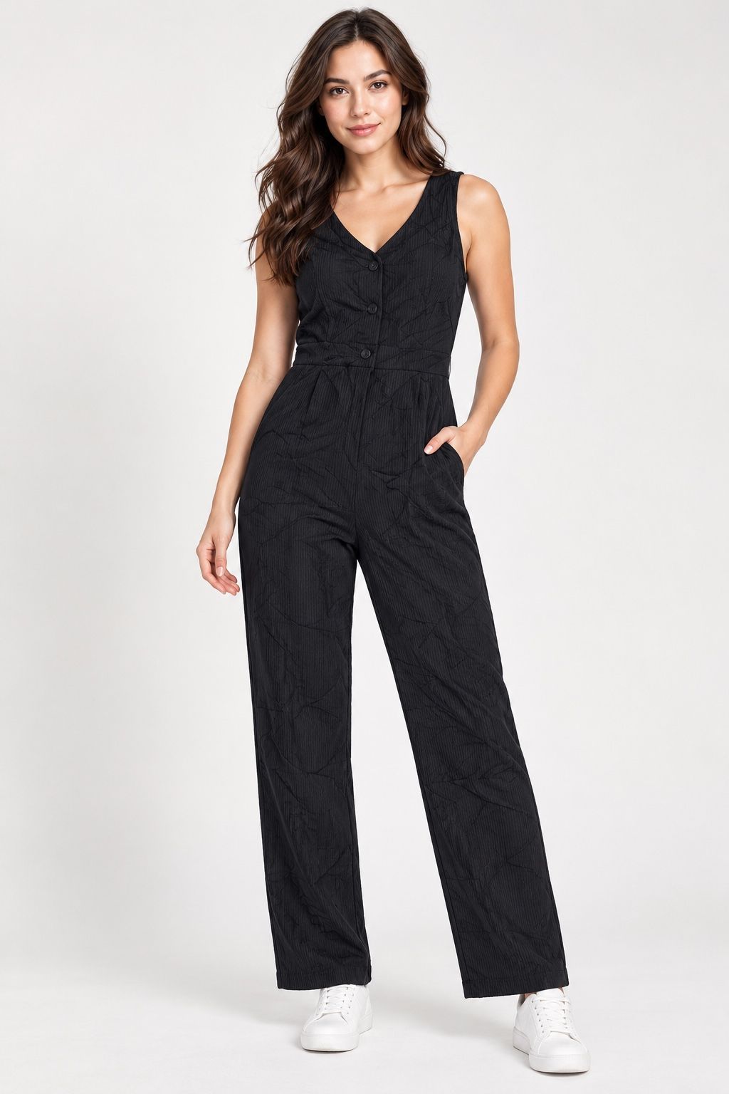 Women’s Black Sleeveless Full-Length Jumpsuit, photo 2