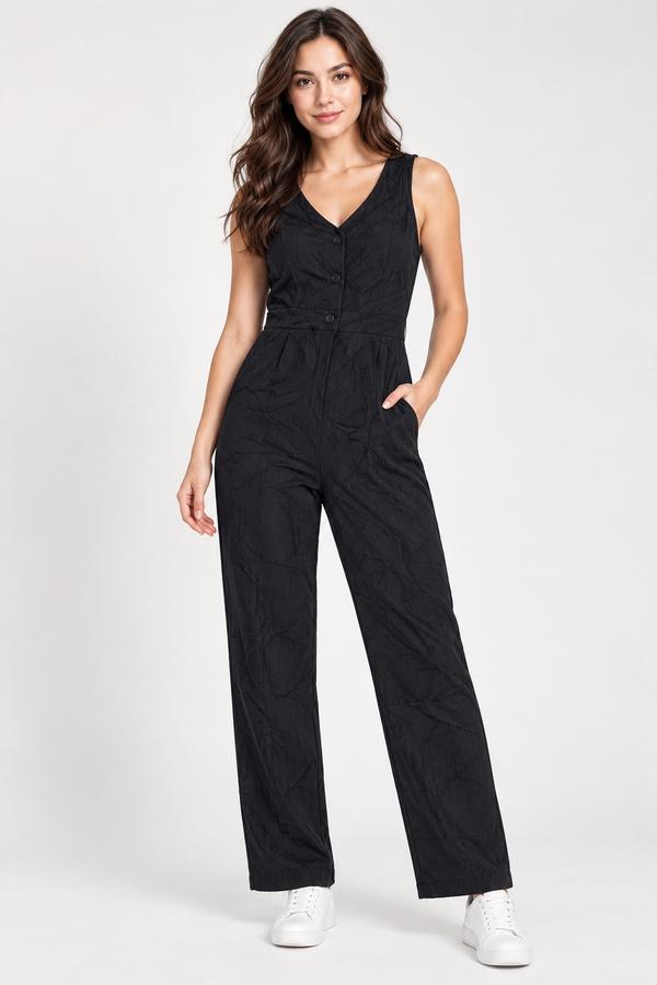 Women’s Black Sleeveless Full-Length Jumpsuit, photo 2