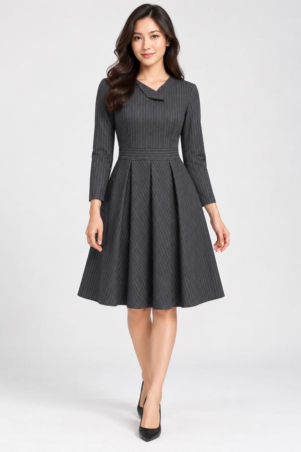Classica Premium Charcoal Pinstripe Dress, photo 2
