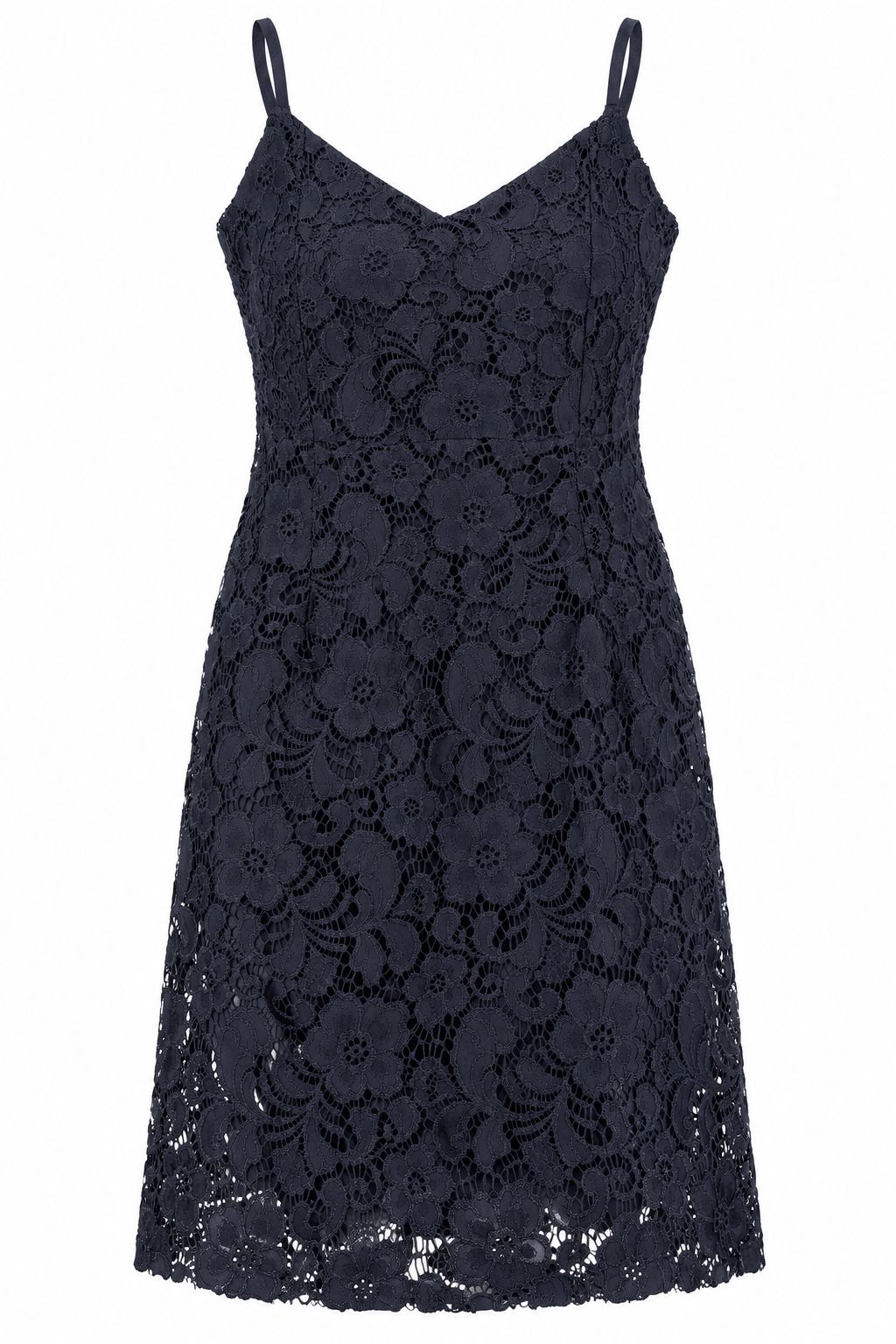 Black Floral Lace Spaghetti-Strap Dress