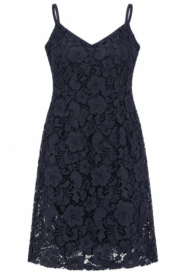 Black Floral Lace Spaghetti-Strap Dress