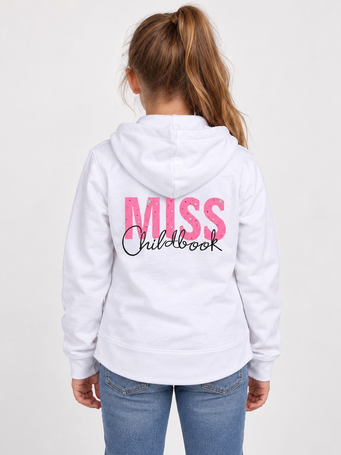 Girls’ White Embellished Zip-Up Hoodie, photo 3