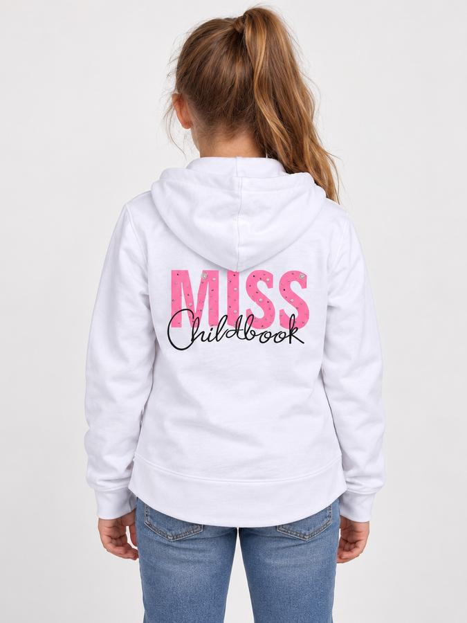 Girls’ White Embellished Zip-Up Hoodie, photo 3