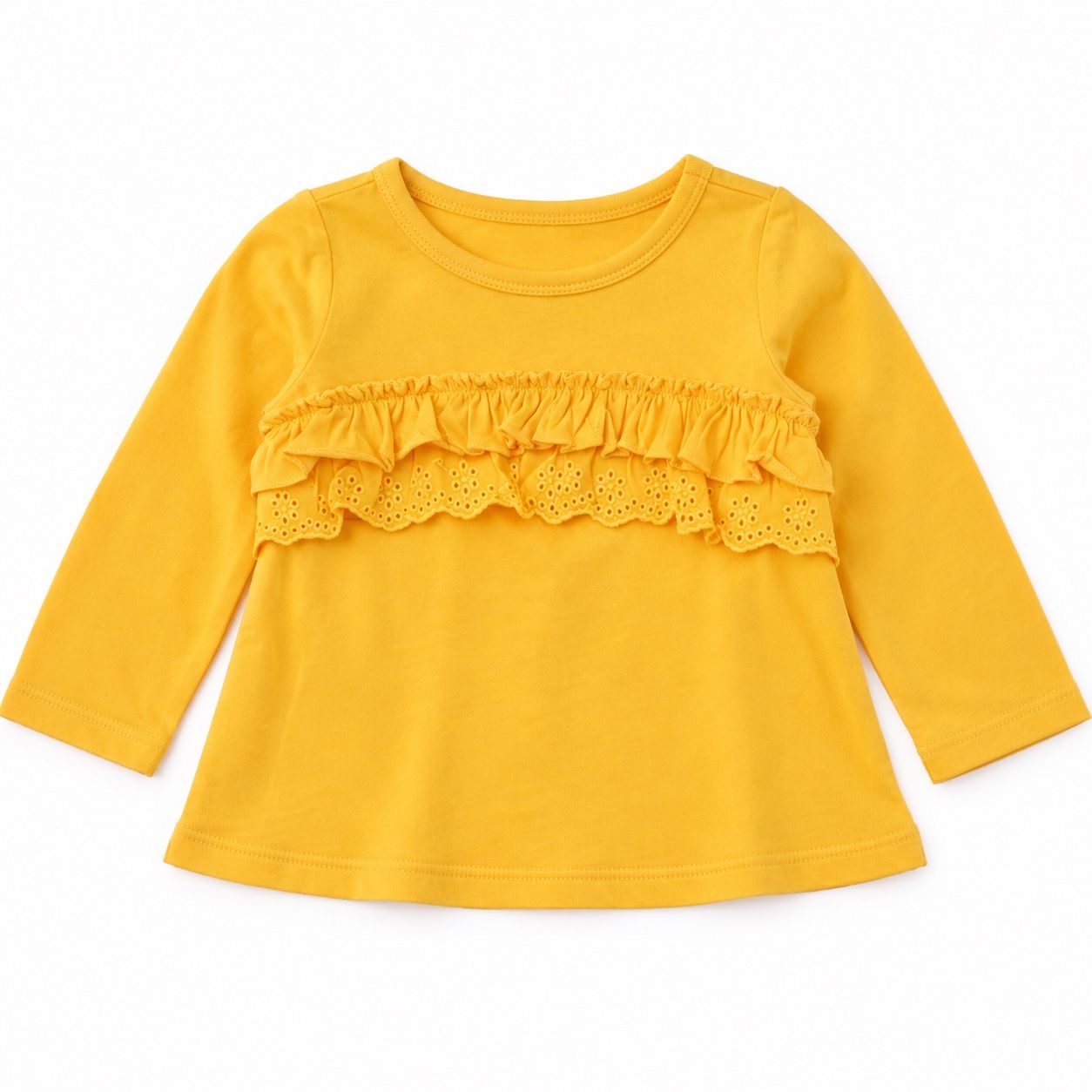 First Impressions Mustard Yellow Ruffle Top for Baby Girls