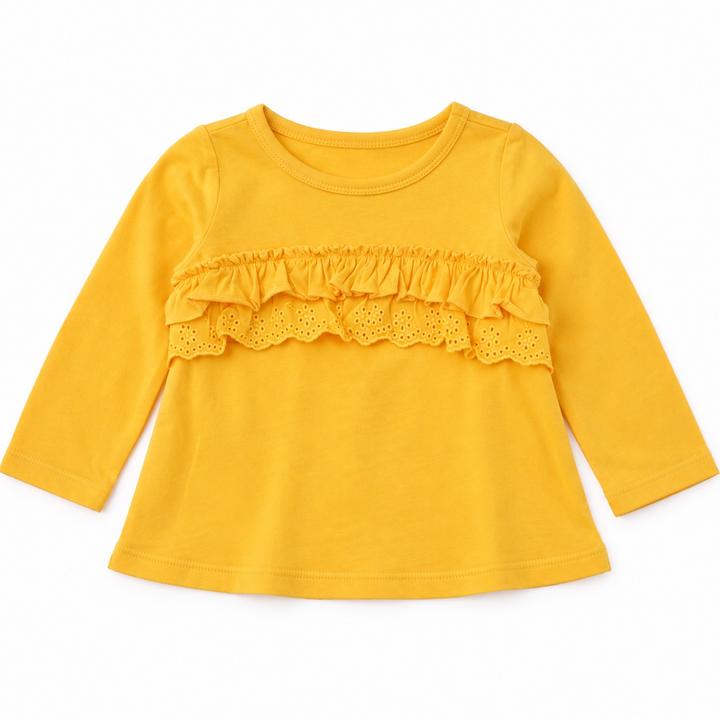 First Impressions Mustard Yellow Ruffle Top for Baby Girls