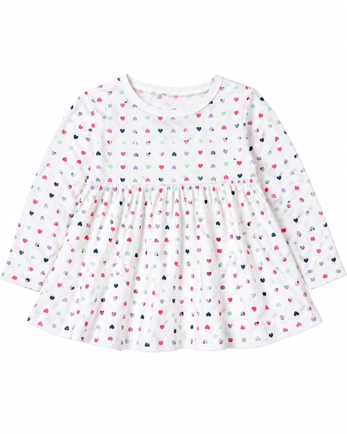 First Impressions Girls’ Multicolor Heart Print Peplum Top