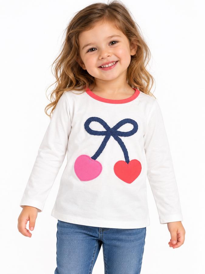 First Impressions Girls’ Heart Bow Long-Sleeve Top, photo 2