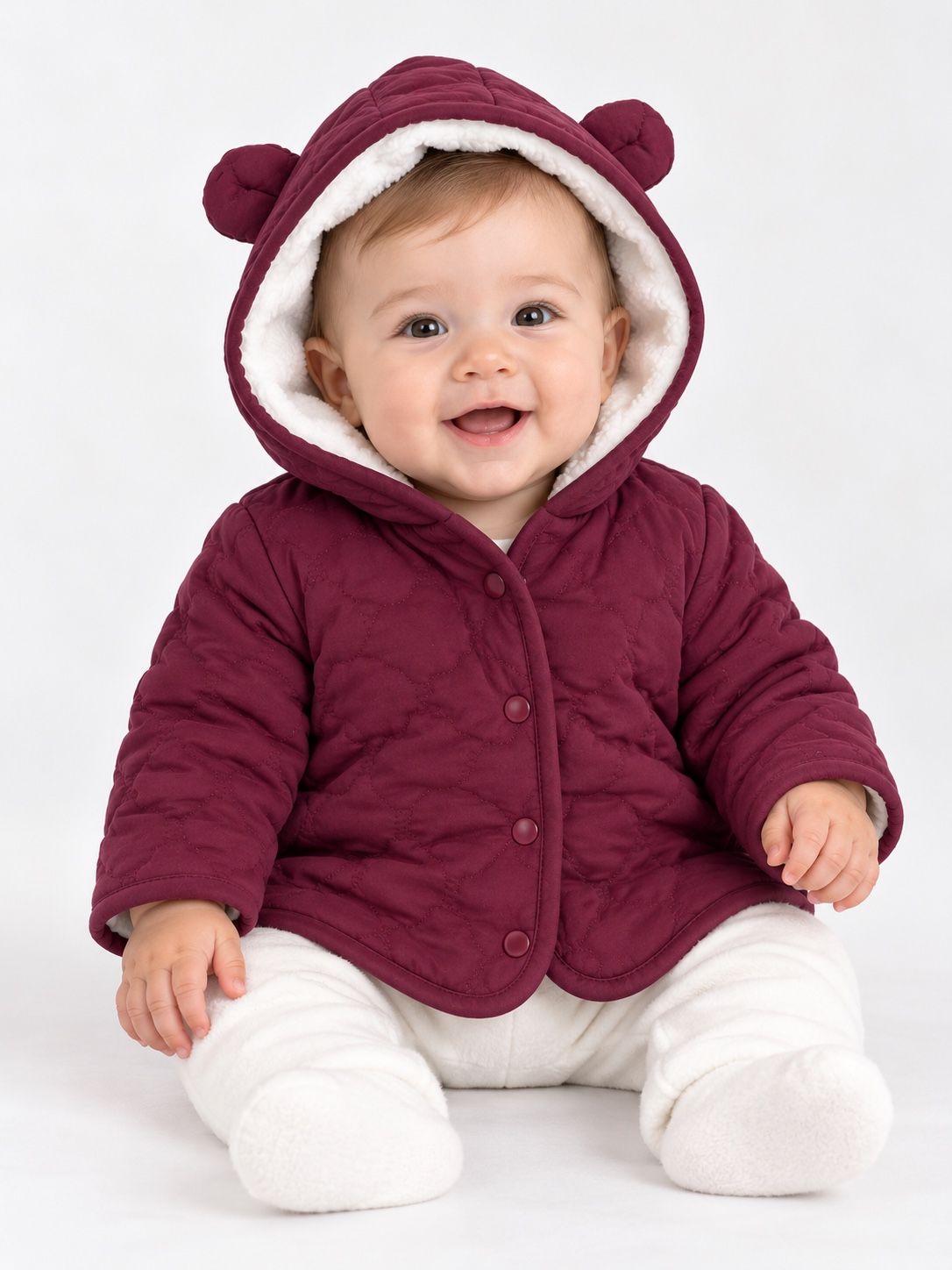 First Impressions Baby Boy Burgundy Sherpa-Lined Hooded Jacket, photo 2
