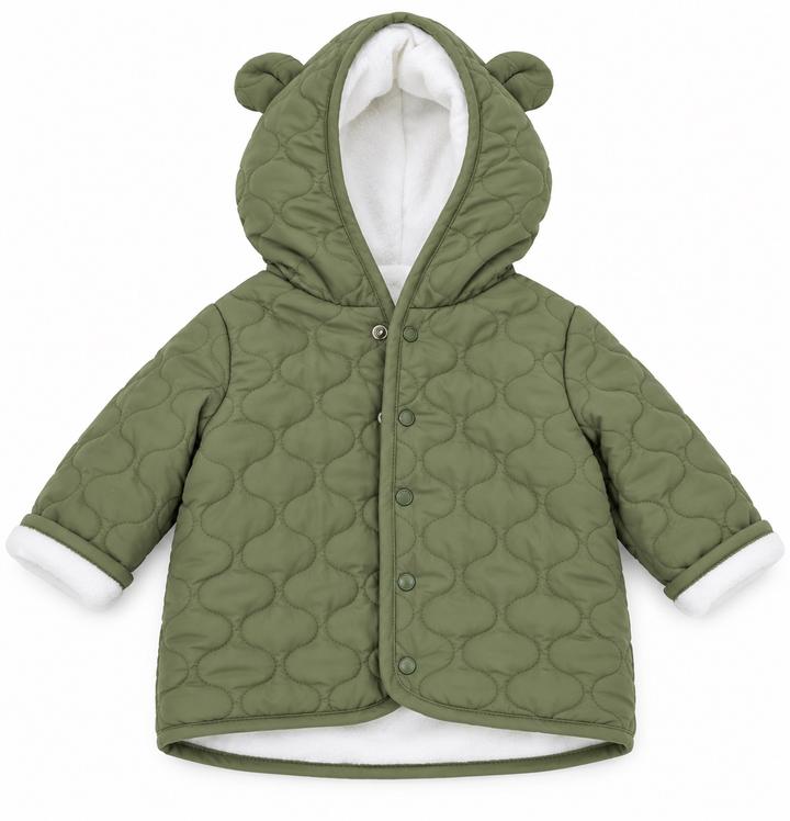 Olive Green Quilted Baby Jacket with Fleece Lining
