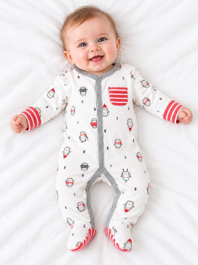 Penguin Print Footed Baby Sleeper, photo 2