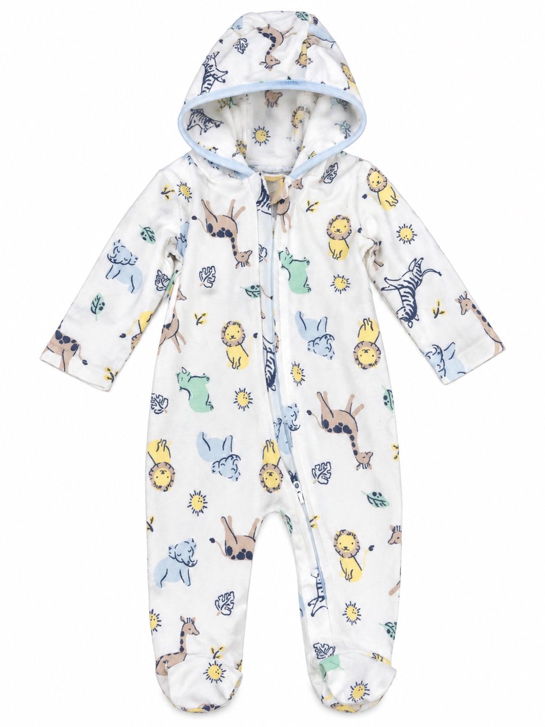 First Impressions Pastel Animal-Print Hooded Baby Sleeper