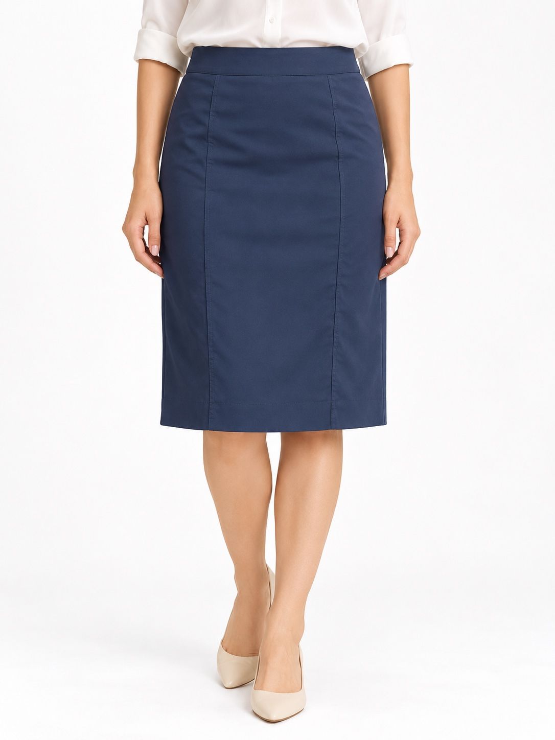 MNG Navy Blue Panel-Seam Pencil Skirt, photo 2