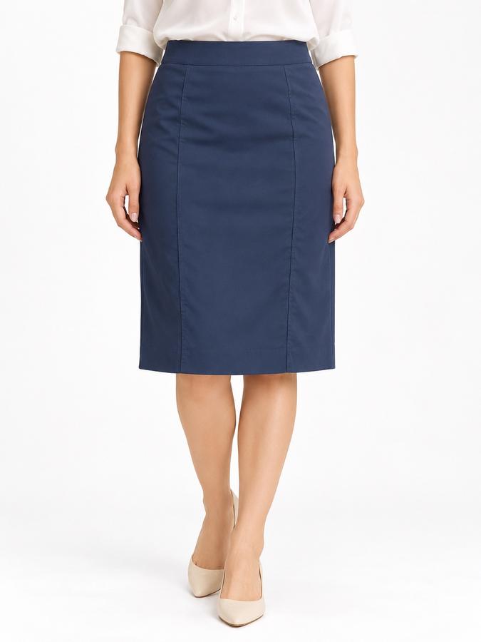 MNG Navy Blue Panel-Seam Pencil Skirt, photo 2
