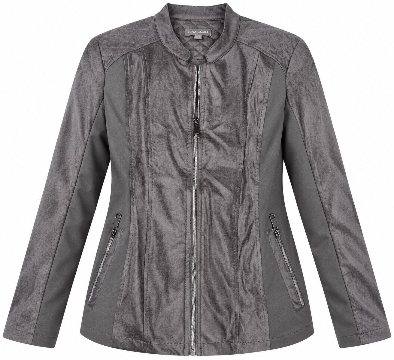 Gina Laura Charcoal Gray Zip-Up Jacket