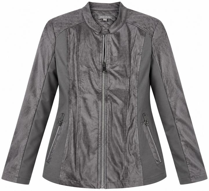 Gina Laura Charcoal Gray Zip-Up Jacket