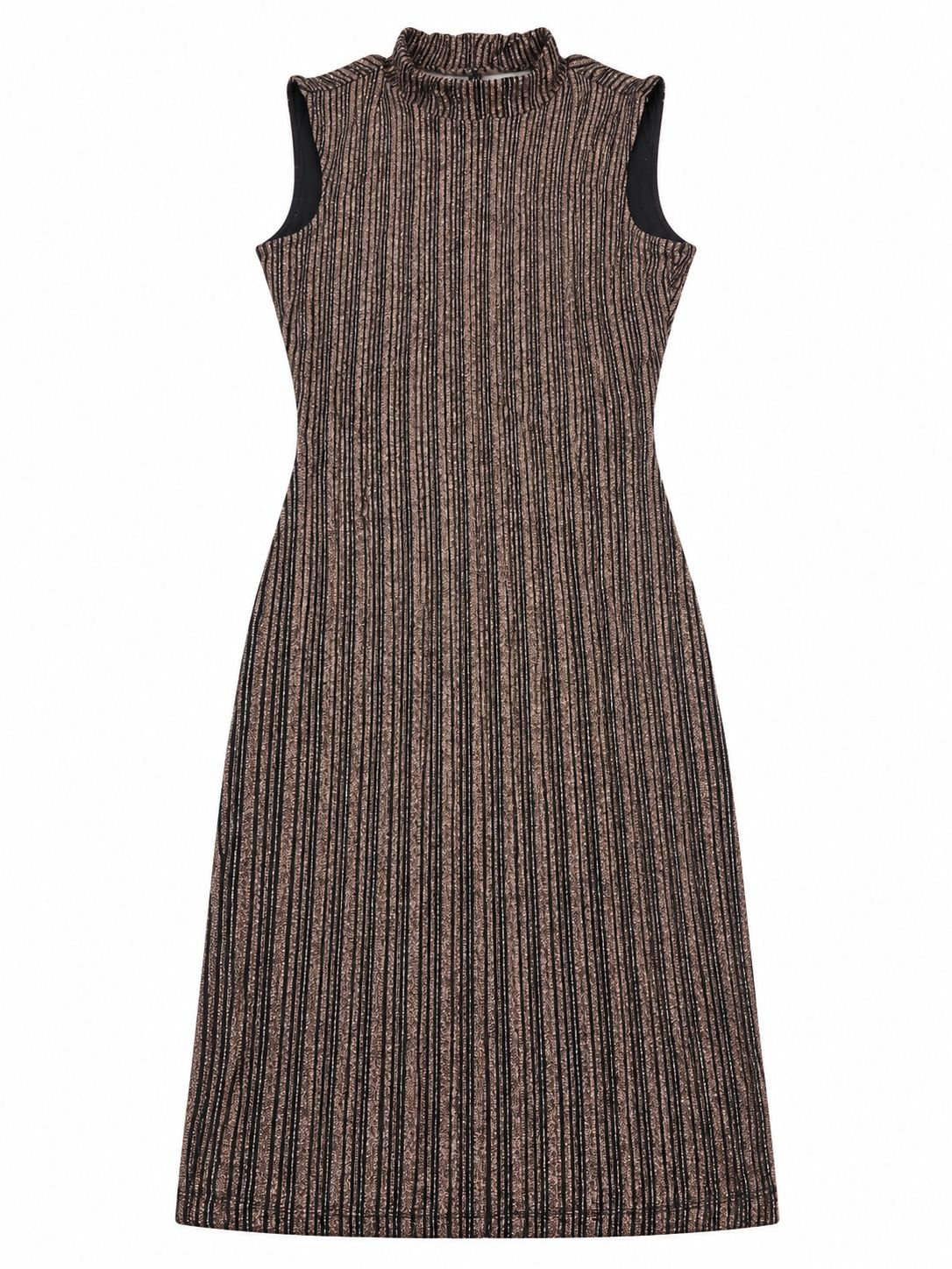 VILA Metallic Ribbed High-Neck Sleeveless Dress