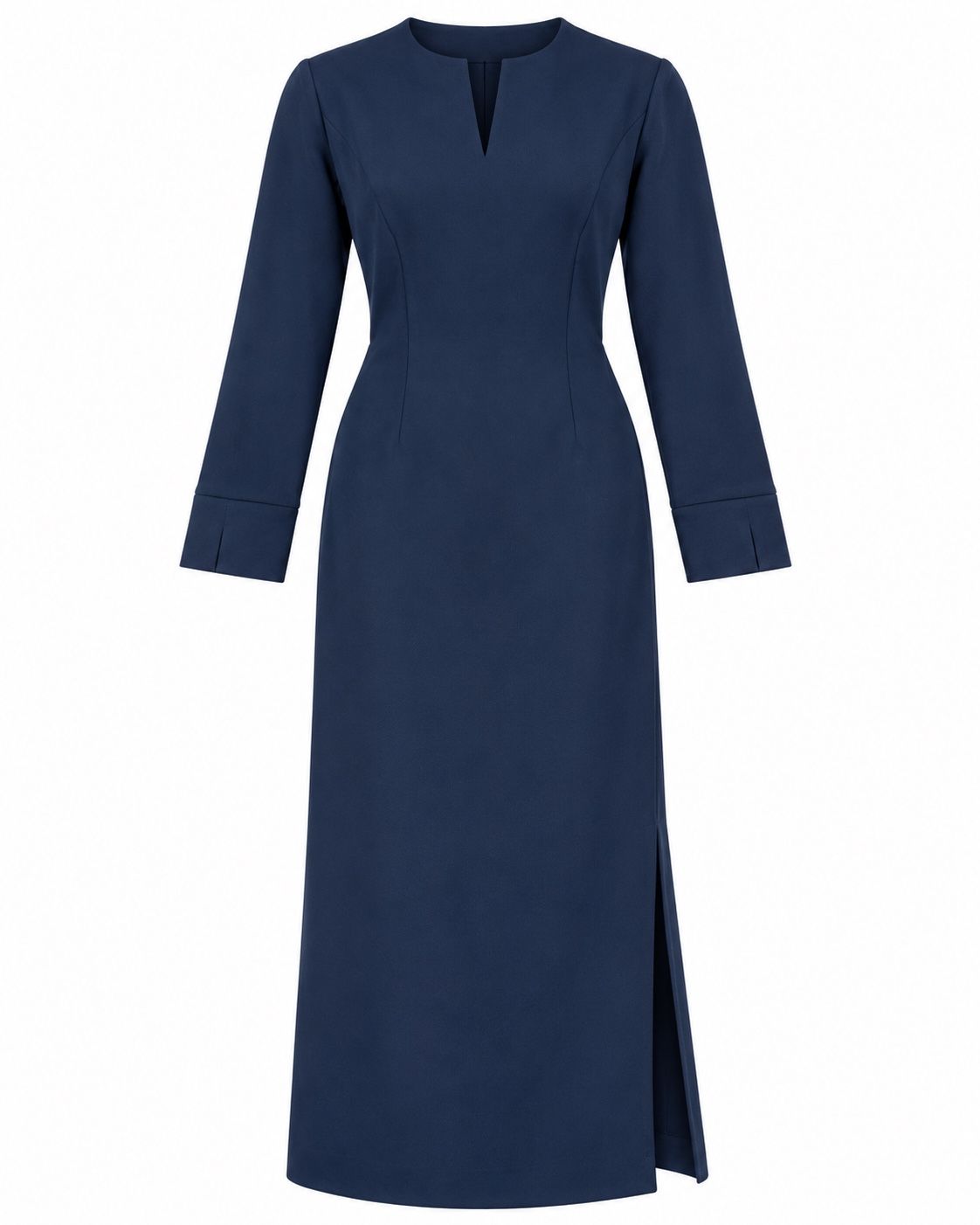Ana Alcazar Dark Navy Long-Sleeve Midi Dress