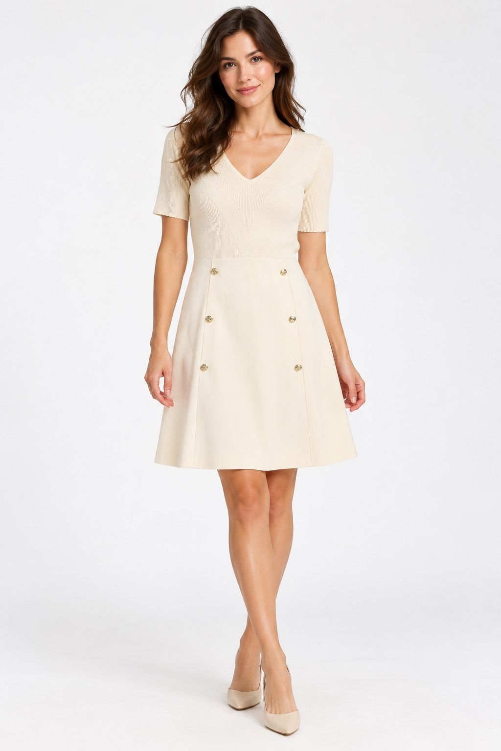 Morgan de Toi Ivory Ribbed Knit Dress, photo 2