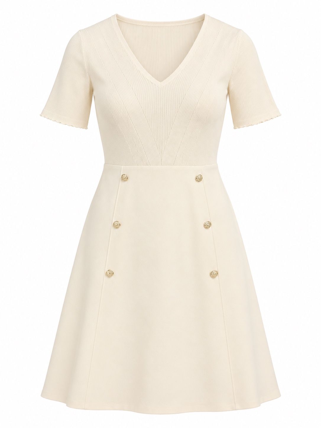 Morgan de Toi Ivory Ribbed Knit Dress