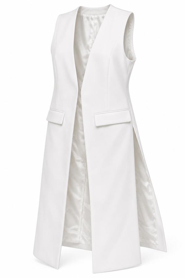 Zara White Sleeveless Longline Vest