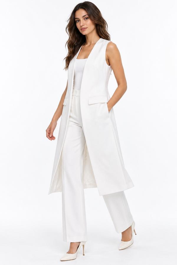 Zara White Sleeveless Longline Vest, photo 2