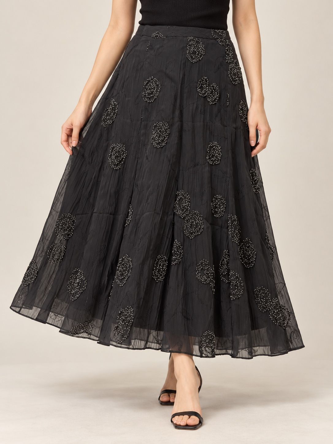 Mariposa Black Embellished Maxi Skirt, photo 2
