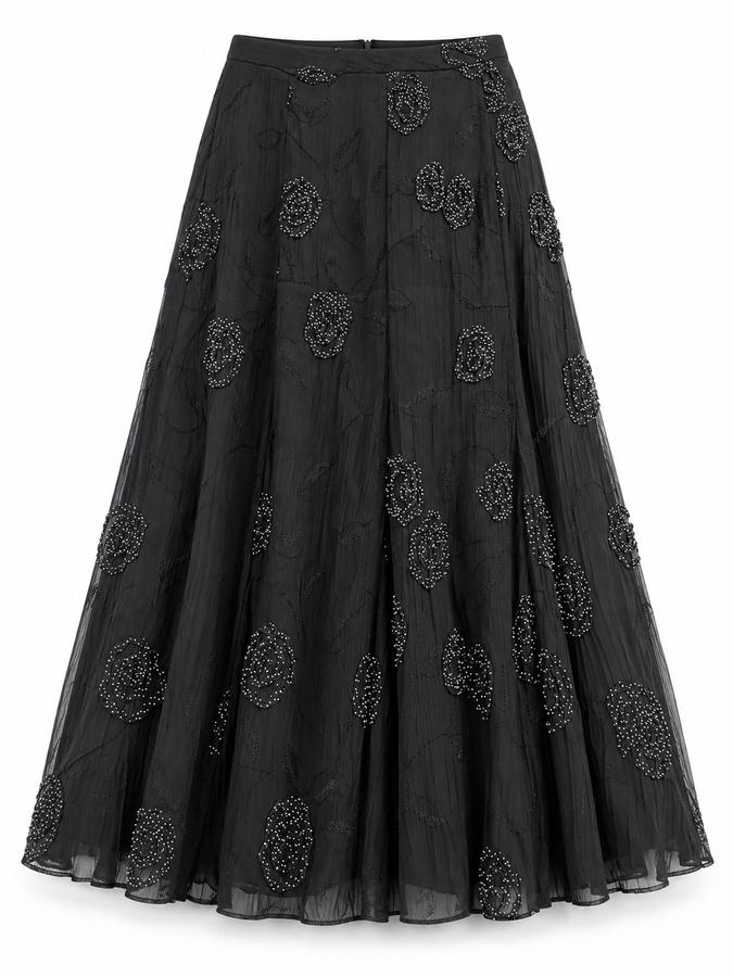 Mariposa Black Embellished Maxi Skirt